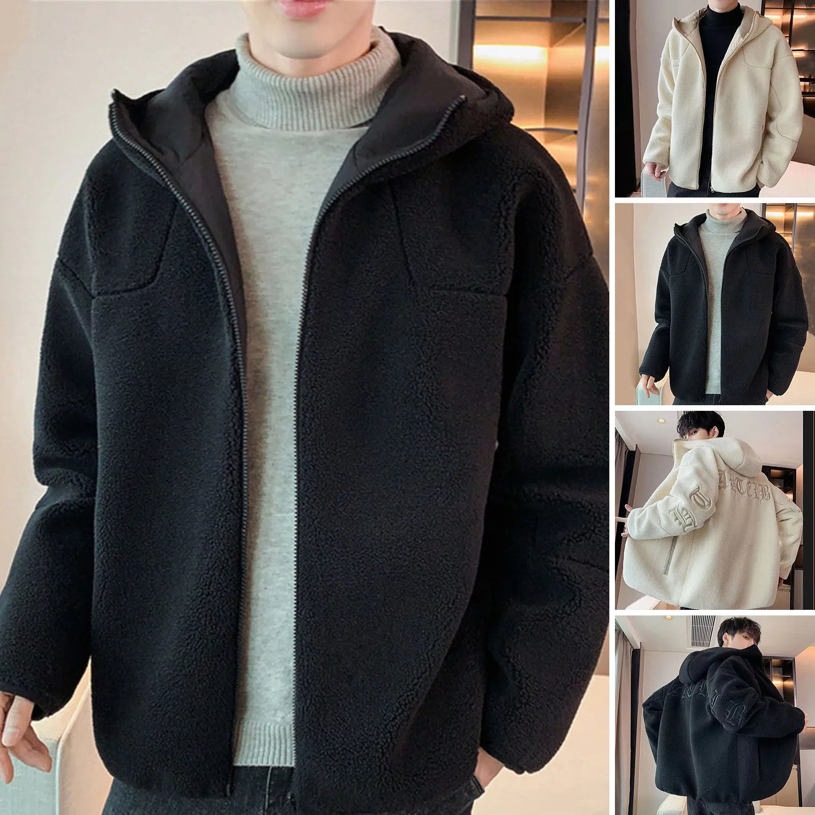 New Men Autumn Winter Thicken Warm Slim Fit Hooded Jackets Men'S Outwear Hip Hop Coat Male Teen Casual Jacket Colorful S-5XL