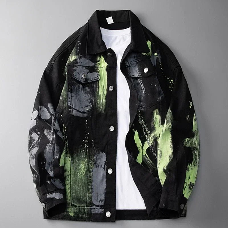 Denim Jackets Man Painted Jeans Coat for Men Graffiti Hip Hop White Trendy Branded Cheap Price Stylish Elatic Fast Delvery Lxury