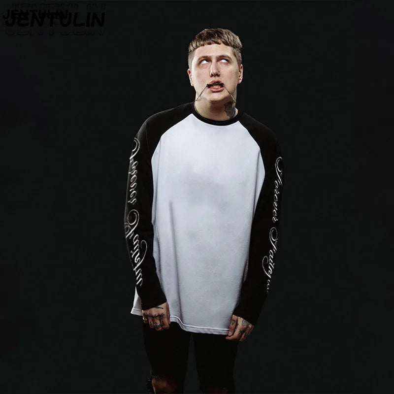 Heavy Y2K Men'S Women'S 100% Cotton round Long Sleeve T-Shirt Basic T-Shirt White Tshirt Cotton Tee Letter Long Sleeve T-Shirt
